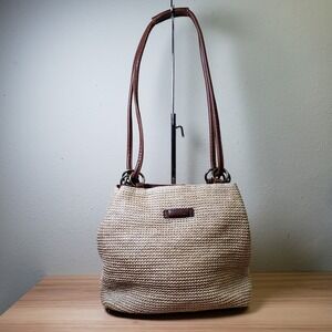 Strada Woven Raffia Style Shoulder Bag Natural Beige Coastal Beachy Summer Boho